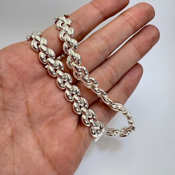 VTG Sterling Silver 925 Puffed Panther Link Chain Necklace Size 16.25" Length - Picture 9 of 14